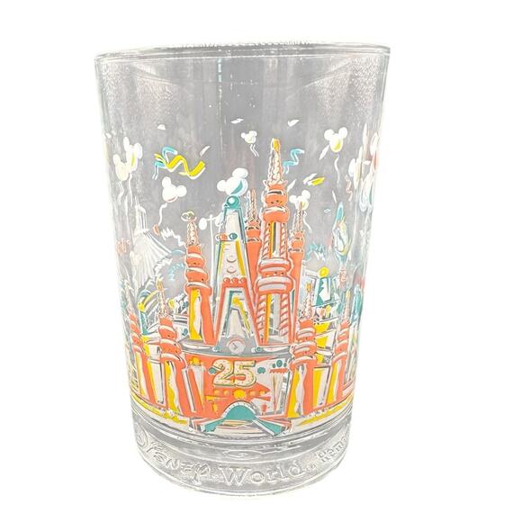 Vintage Walt Disney World 25th Anniversary Castle Donald Duck Celebration Glass - Picture 1 of 14